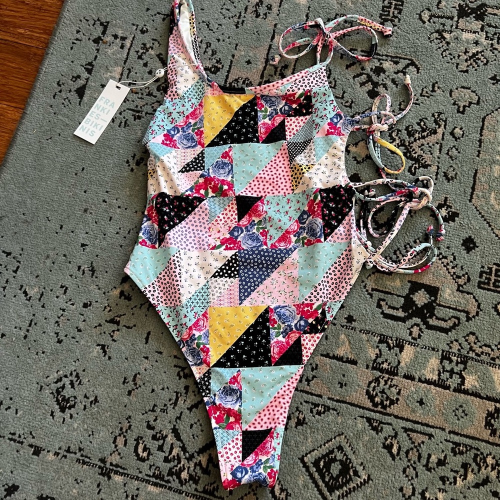 Frankie's Bikinis Multicolor Patchwork One Piece - image 5